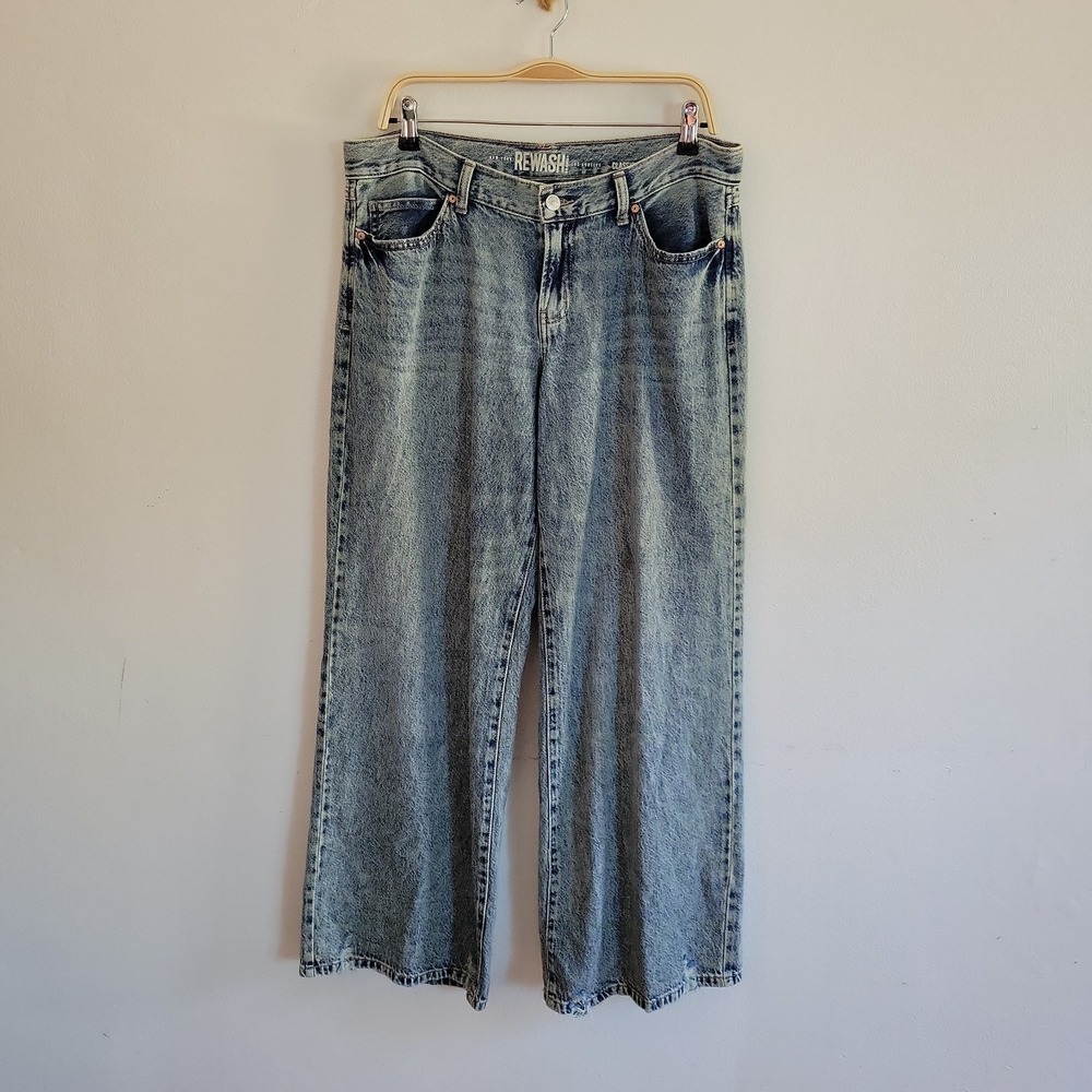 Rewash Classic Rise Wide Leg Baggy Jeans 9/29 Blue Medium Wash Boho Relaxed Fit